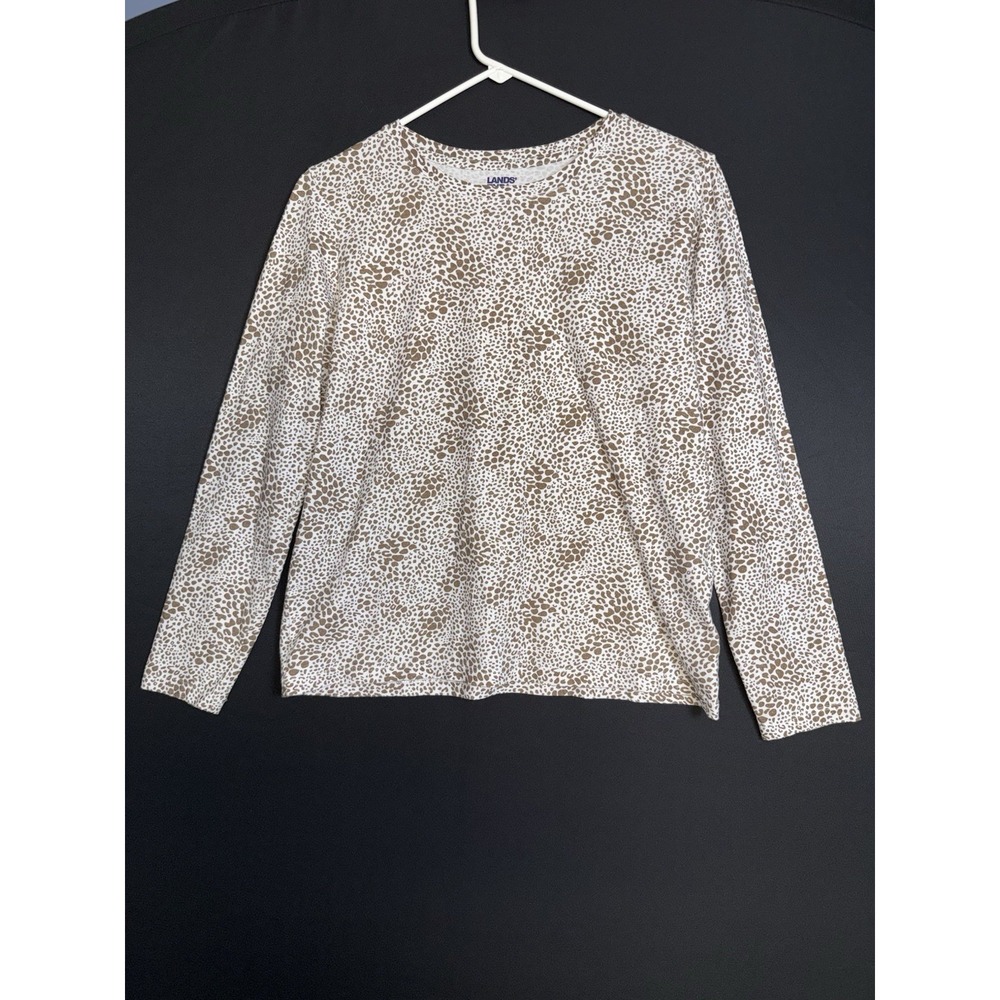 Lands End Long Sleeve T-Shirt Women's Size XS Beige, White